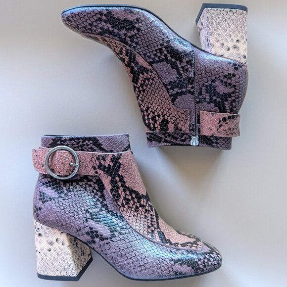 Freda Salvador Hendrix Snakeskin Ankle Boots Size 5 – Designer Leather Statement - Picture 2 of 14